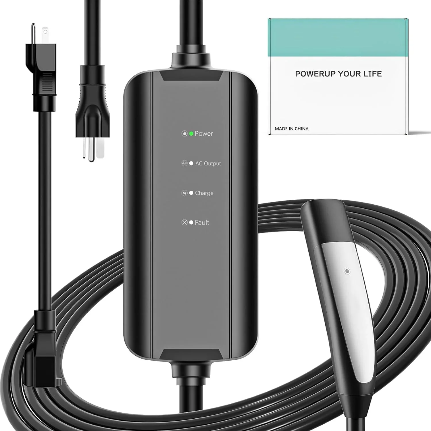 Level 2 Portable EV Charger for Tesla Models 3/Y/S/X 16Amp 110V|NEMA 6-20 And 5-15 Plugs