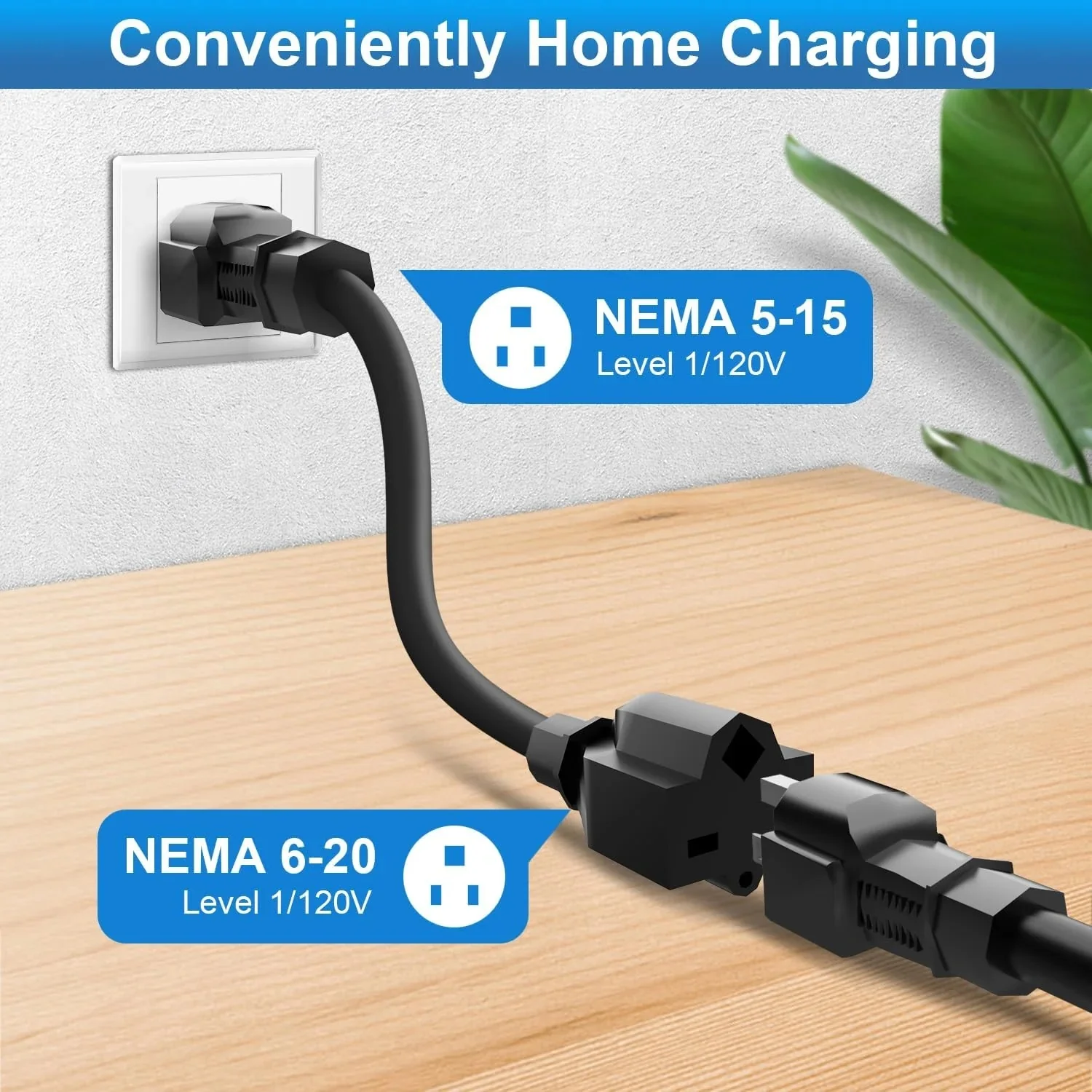 Level 2 Portable EV Charger for Tesla Models 3/Y/S/X 16Amp 110V|NEMA 6-20 And 5-15 Plugs - Image 2